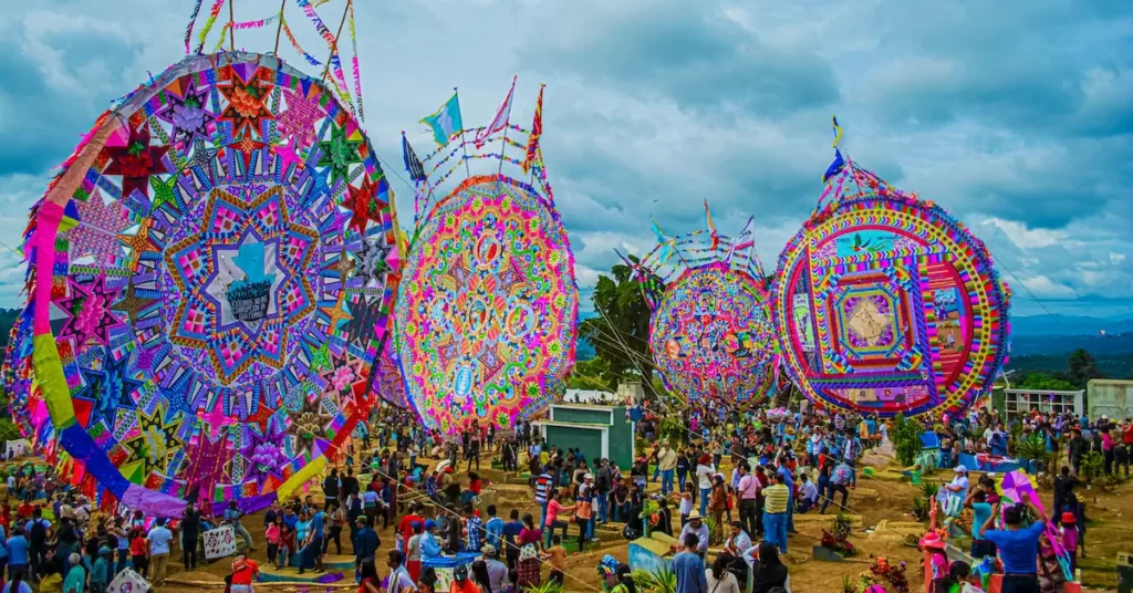 Gigant kites in Sumpango during the Day of the Dead celebrations
