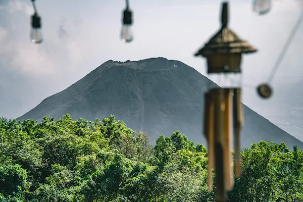 The volcano Izalco and green vegetation
